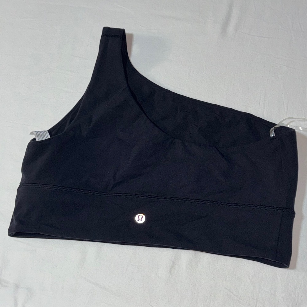 Lululemon Align Asymmetrical One Shoulder Sports Bra Yoga Black Size 12 EUC